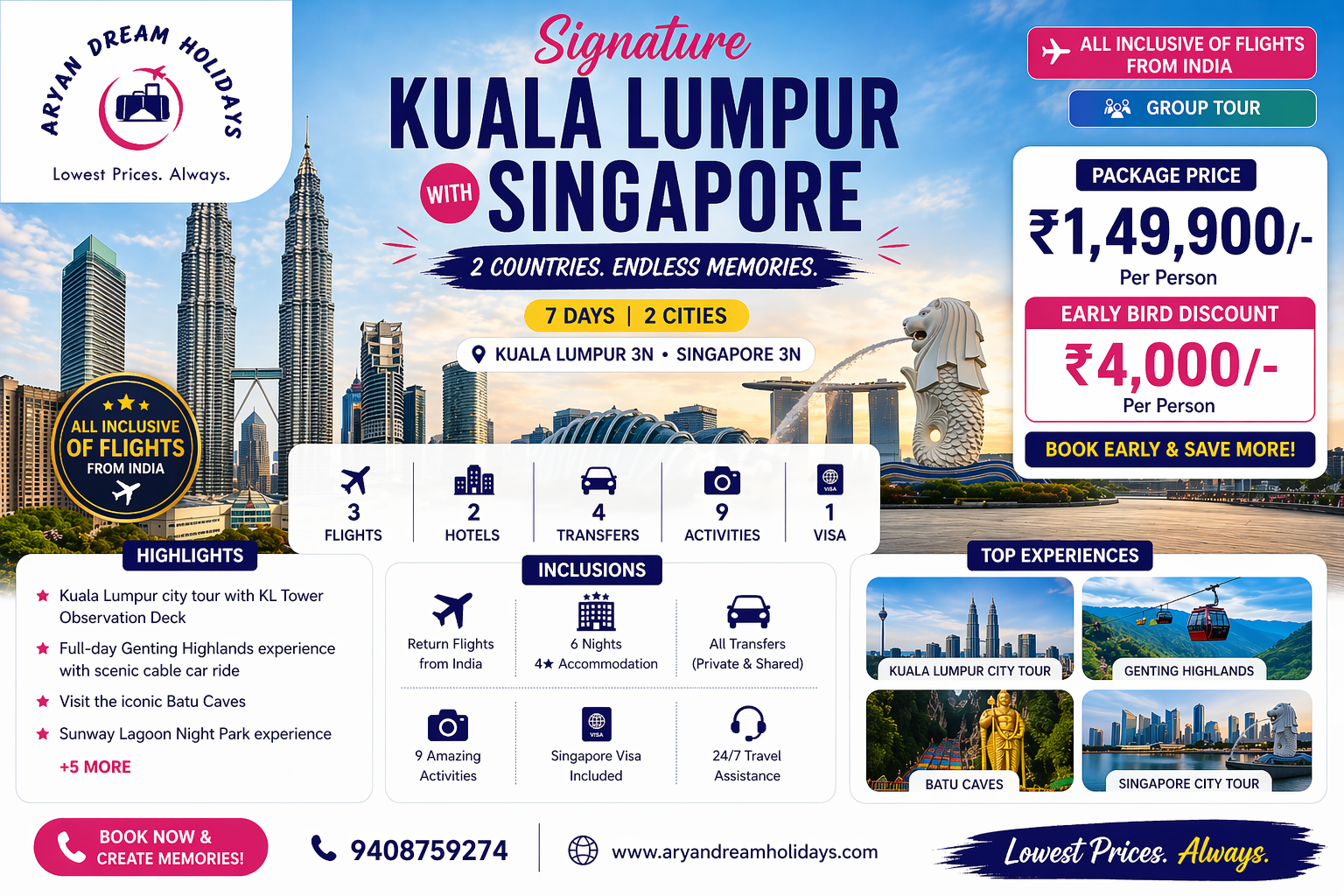 Signature Kuala Lumpur with Singapore – Aryan Dream Holidays